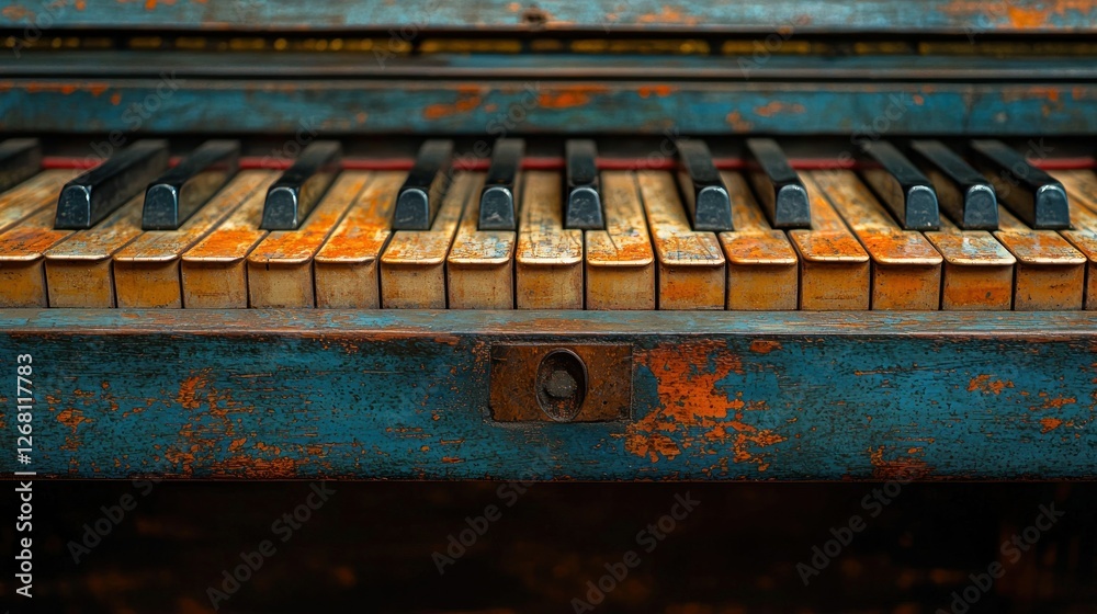 Weathered piano keys in outdoor setting Weathered piano keys in outdoor setting