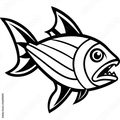 Neon Tetra Fish Vector Illustration – Cartoon, Clipart & Line Art Design on White Background, Neon tetra fish vector clipart in cartoon, line art, and illustration style on a white background.