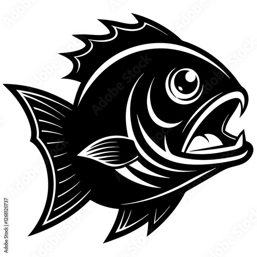 Oscar Fish Vector Illustration – Cartoon, Clipart & Line Art Design on White Background, Oscar fish vector clipart in cartoon, line art, and illustration style on a white background.