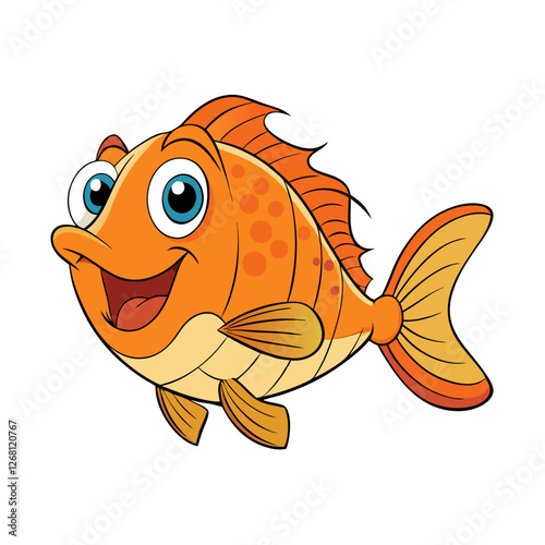 Oscar Fish Vector Illustration – Cartoon, Clipart & Line Art Design on White Background, Oscar fish vector clipart in cartoon, line art, and illustration style on a white background.