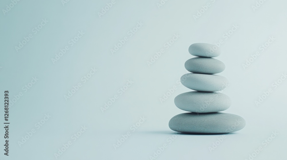 Stack of Balanced Stones on Light Background Stack of Balanced Stones on Light Background