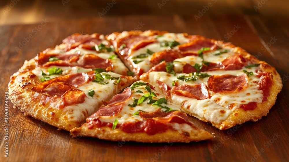 Pepperoni Pizza with Basil Pepperoni Pizza with Basil