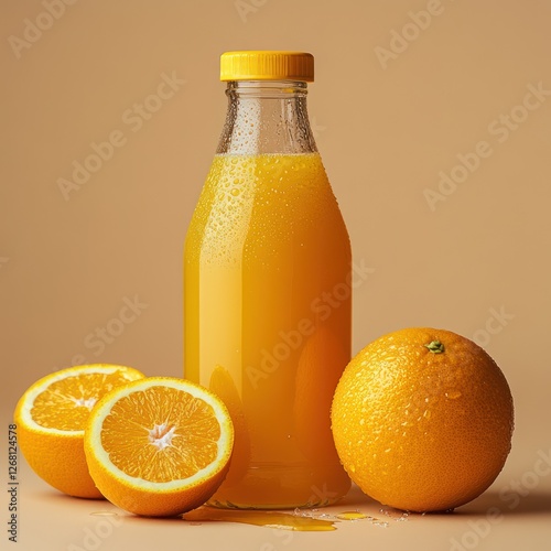 Wallpaper Mural A glass bottle of fresh orange juice, clean and bright Torontodigital.ca