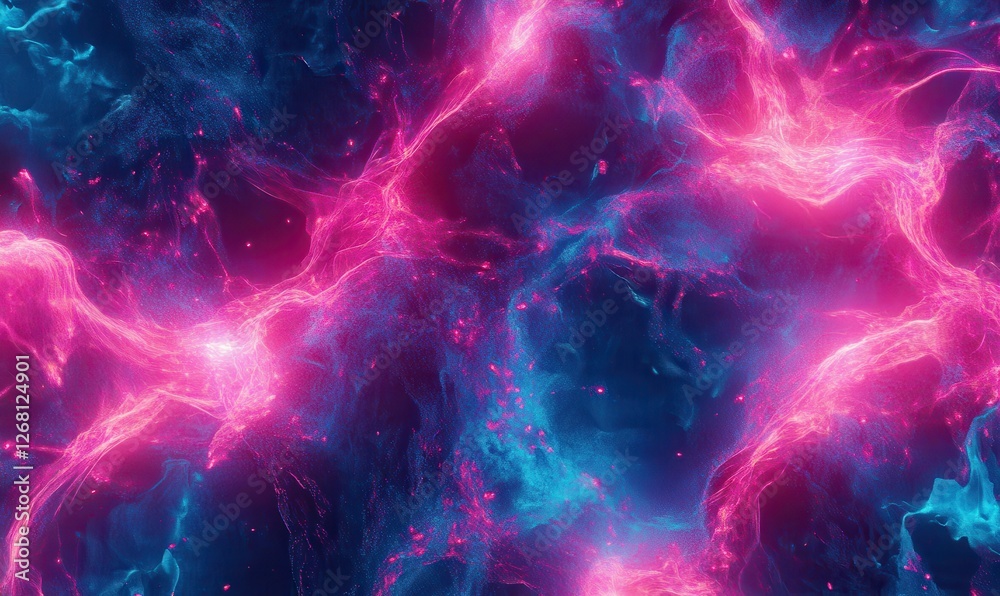 Digital depiction of glowing cells in a fluid medium, vibrant red and blue tones blending smoothly, scientific and futuristic theme Digital depiction of glowing cells in a fluid medium, vibrant red and blue tones blending smoothly, scientific and futuristic theme