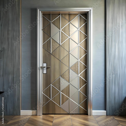A sleek minimalist aluminum door featuring elegant geometric