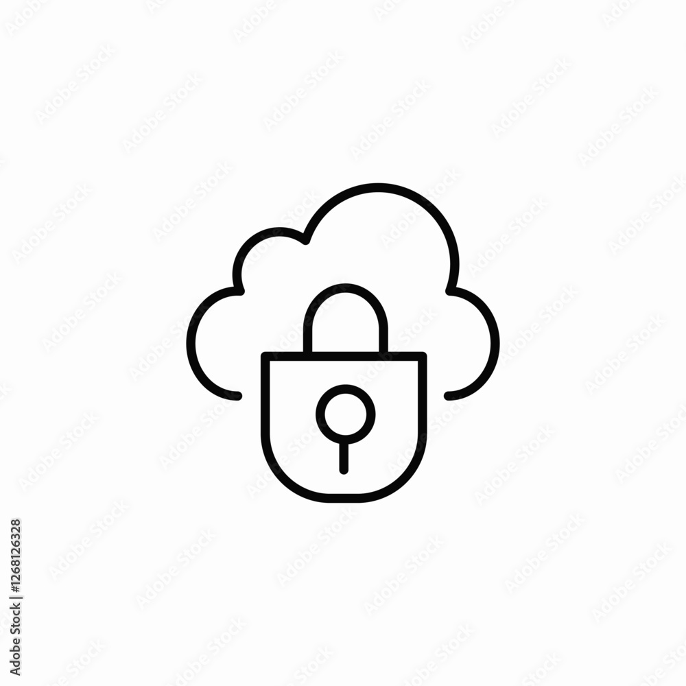 cloud lock icon sign vector cloud lock icon sign vector