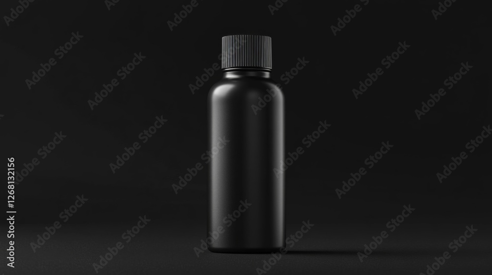 Elegant Black Spray Bottle Mockup with Smooth Matte Surface on Dark Backdrop Elegant Black Spray Bottle Mockup with Smooth Matte Surface on Dark Backdrop