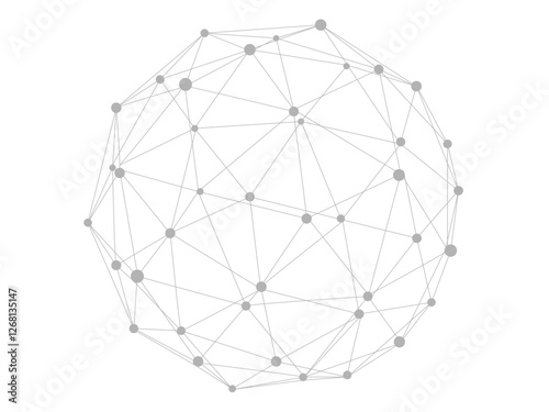 Technology abstract shape. Dots connected by lines. Minimalist mesh sphere. Abstract polygonal shape.