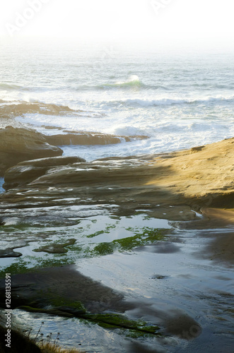 Wallpaper Mural waves on the beach, foggy beach, daytime on the beach,  waves on rocks, Pacific Ocean, travel Torontodigital.ca