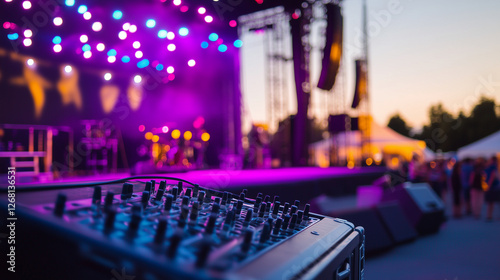 Metal truss structure on a flight case assembled for a concert stage, showcasing a robust metal framework and portable rigging equipment in a professional event production setting. photo