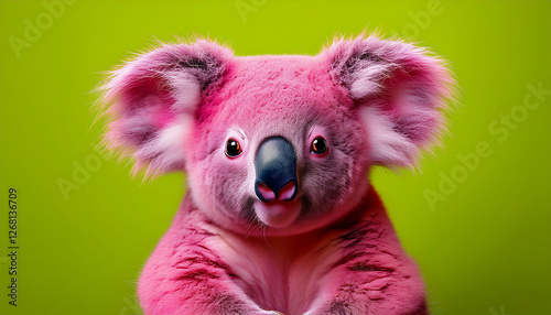 Pink koala on green background photo