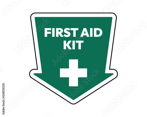 Green First Aid Kit Direction Sign High Quality Vectorial Image