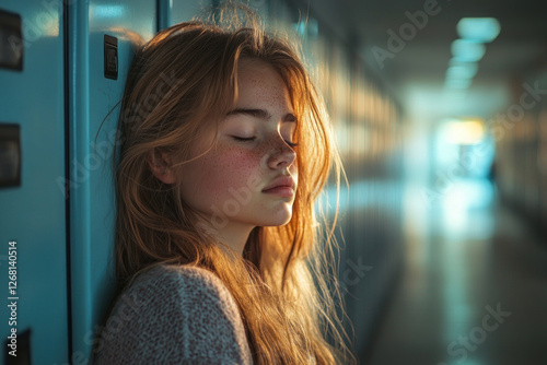 Young girl with long hair leaning against wall. Free Download Young girl with long hair leaning against wall. - GFXLoad