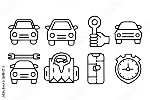 car rental and sharing concept editable stroke out