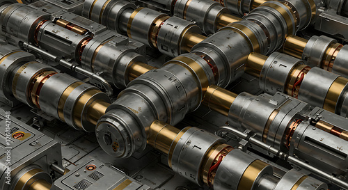 Steampunk Industrial Machinery Complex Metallic Gears, Pipes, and Pistons