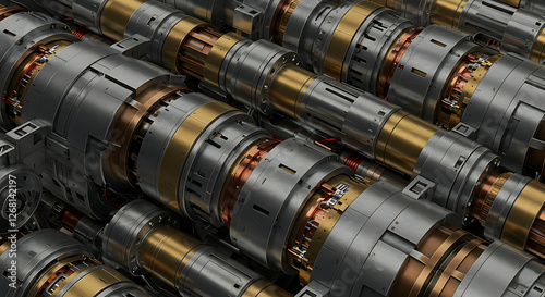 Steampunk Industrial Machinery Complex Metallic Gears, Pipes, and Pistons