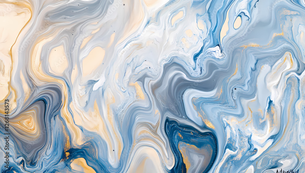 Abstract background with a marble texture, featuring a combination of blue and gray colors accented by gold elements Abstract background with a marble texture, featuring a combination of blue and gray colors accented by gold elements