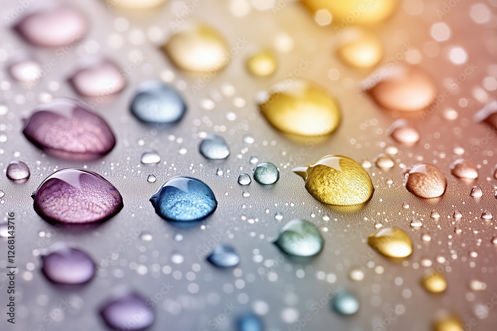 Colorful Water Droplets on Surface Colorful Water Droplets on Surface