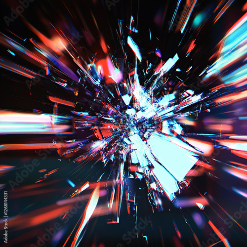 Dynamic Abstract Glass Fragments with Reflections