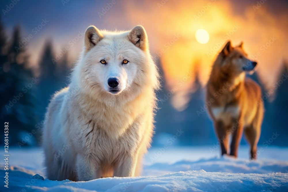 Arctic Wolf and Brown Bear Encounter: Long Exposure Wildlife Photography Arctic Wolf and Brown Bear Encounter: Long Exposure Wildlife Photography