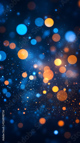 Abstract Bokeh Lights Background with Blue and Orange Glow - Dreamy Night Sky Design