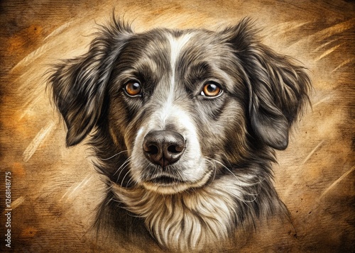 Black and White Charcoal Sketch on Intricate Paper Pattern - Stock Photo