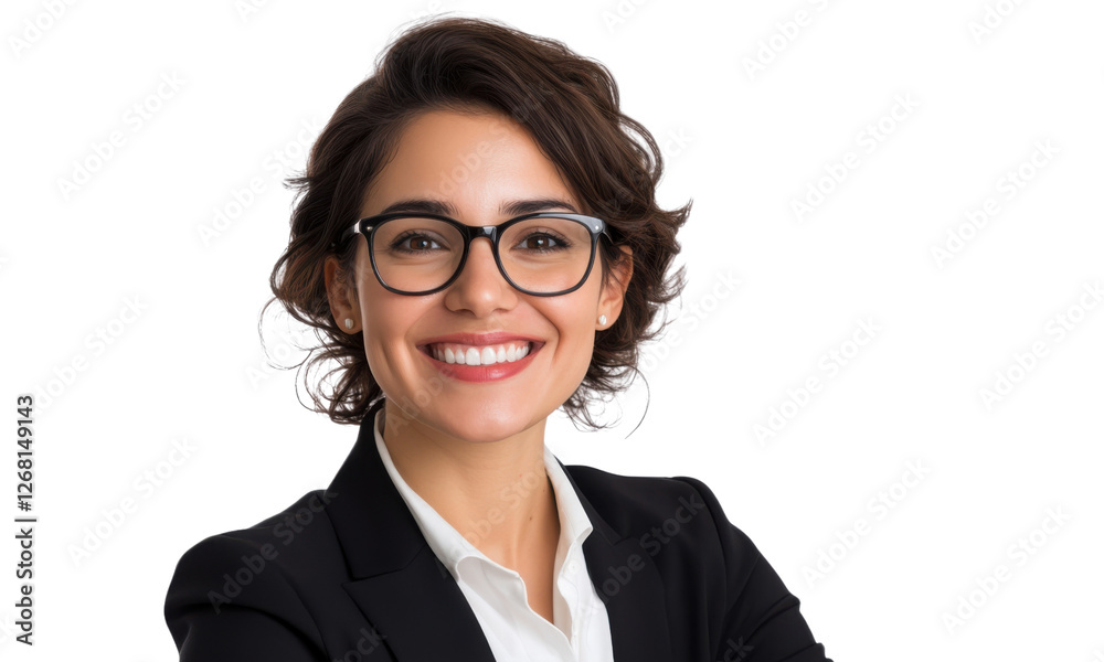 Professional woman smiling confidently in a business setting Professional woman smiling confidently in a business setting
