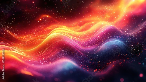 Vibrant abstract waves of color and light create a mesmerizing visual effect.
