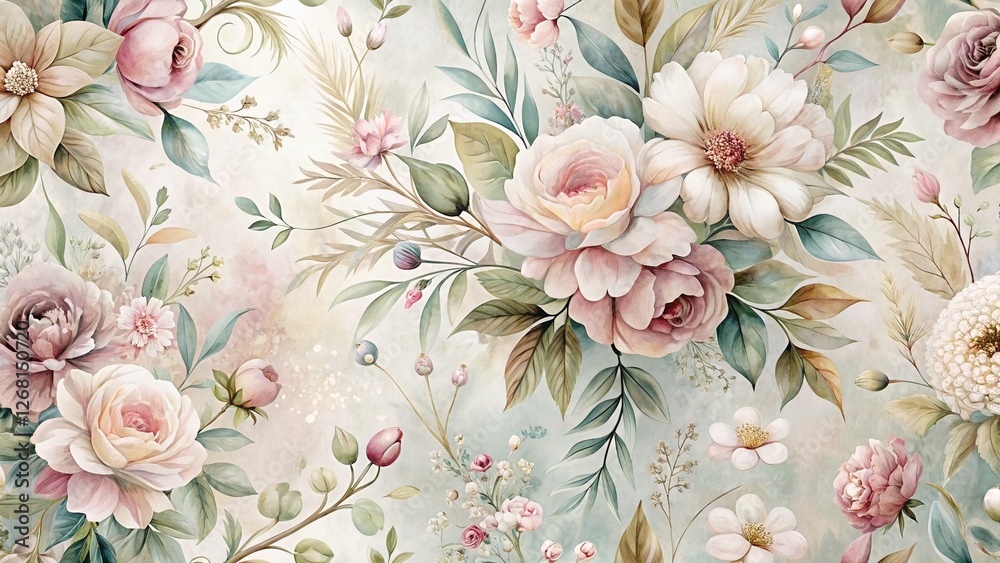 Boho Floral Ink Nursery Wallpaper Texture, High-Resolution Stock Photo Boho Floral Ink Nursery Wallpaper Texture, High-Resolution Stock Photo