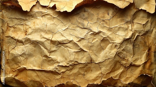 Crumpled, aged paper texture with visible creases and folds.