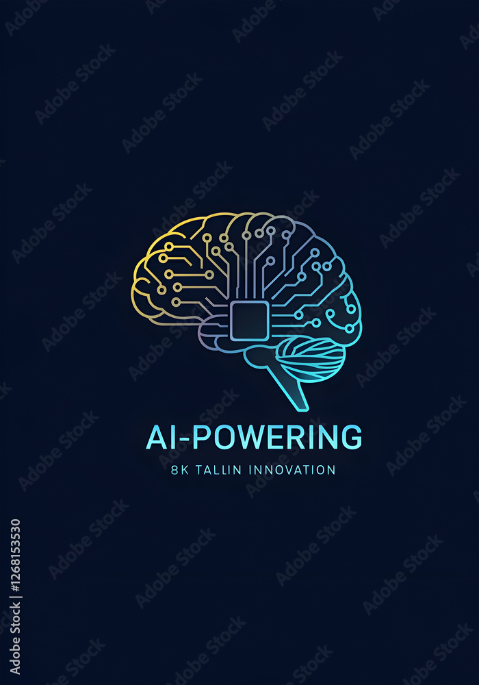 Futuristic AI Brain Design with Digital Circuits and Neon Gradient Colors Futuristic AI Brain Design with Digital Circuits and Neon Gradient Colors