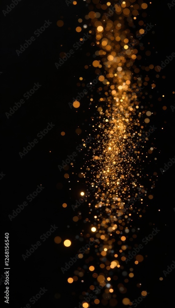 Abstract golden sparkle, shimmering dust motes on black , dazzling, golden, night Abstract golden sparkle, shimmering dust motes on black , dazzling, golden, night