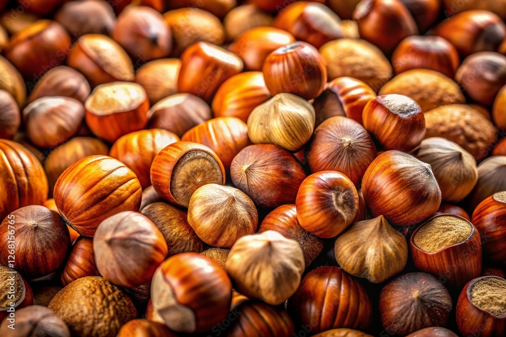 Close-up of Hazelnuts and Filberts, Rich Brown Nut Texture Background, Autumnal Food Photography Close-up of Hazelnuts and Filberts, Rich Brown Nut Texture Background, Autumnal Food Photography