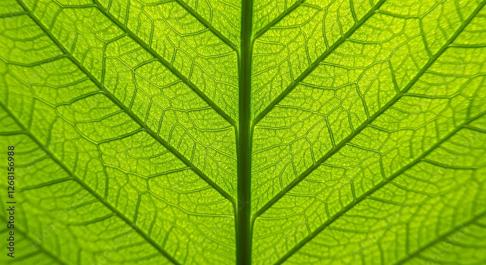 Close-up of Vibrant Green Leaf Revealing Intricate Vein Structure Details Close-up of Vibrant Green Leaf Revealing Intricate Vein Structure Details
