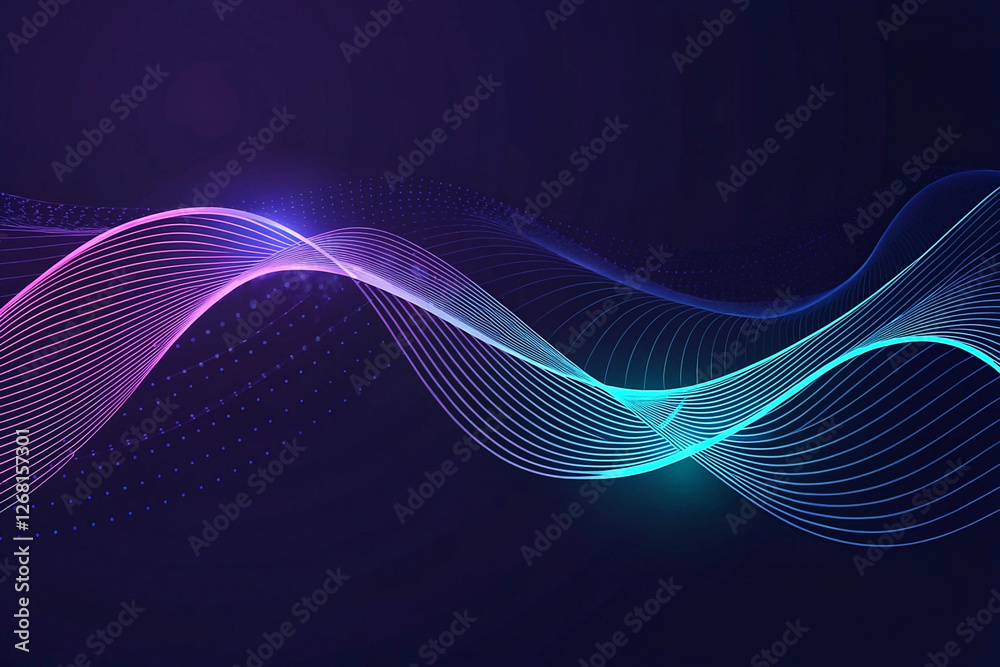 Abstract flowing waves, purple-blue gradient, dark background, digital art, website banner Abstract flowing waves, purple-blue gradient, dark background, digital art, website banner