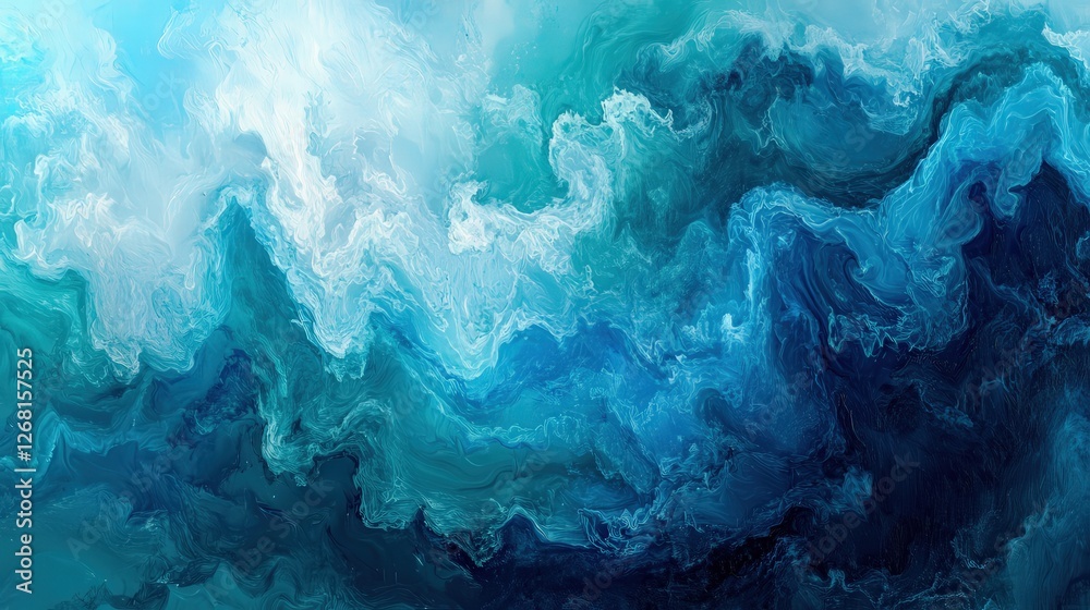 Abstract Ocean Waves Teal Blue White Swirls Abstract Ocean Waves Teal Blue White Swirls