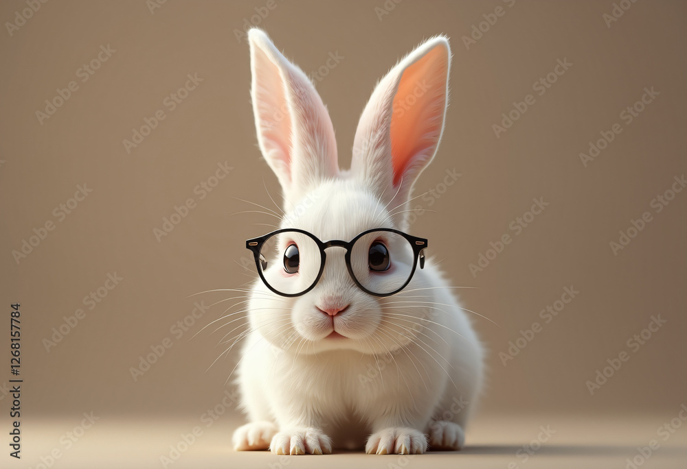Fototapeta premium white rabbit wear eyeglass