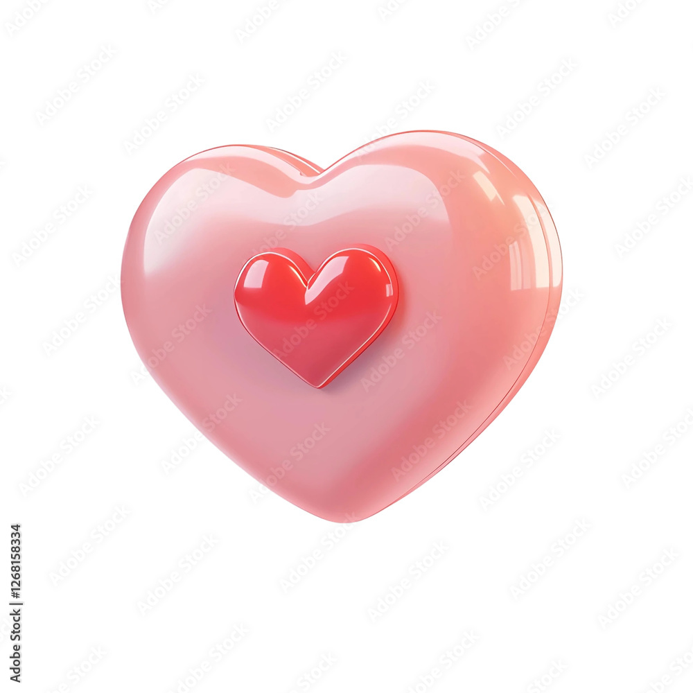 A 3D-rendered glossy heart with a smaller red heart in the center. Perfect for love, romance, Valentine's Day, and emotional themes. A 3D-rendered glossy heart with a smaller red heart in the center. Perfect for love, romance, Valentine's Day, and emotional themes.