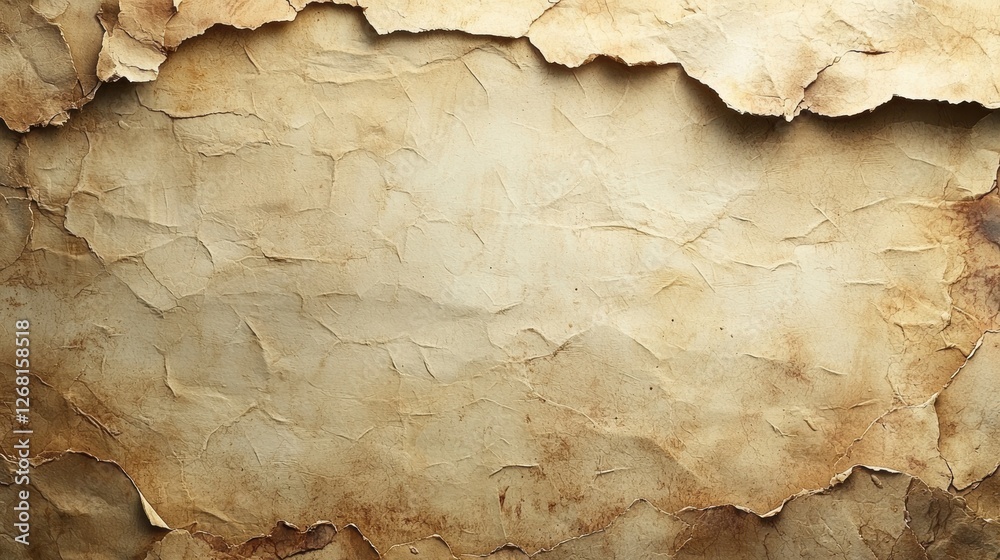 Fototapeta premium A textured, aged paper background with torn edges for creative use.