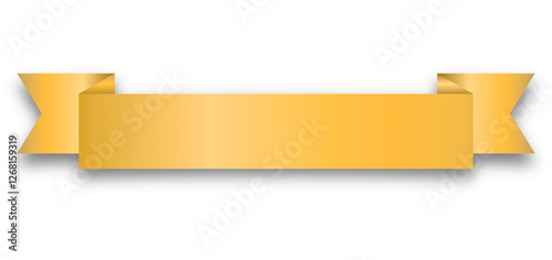 Gold ribbon label banner isolated on transparent background. Golden label with soft shadow, Luxury ribbon template banner. blank badge, sticker. wrap element template for text, price, promotion. PNG 