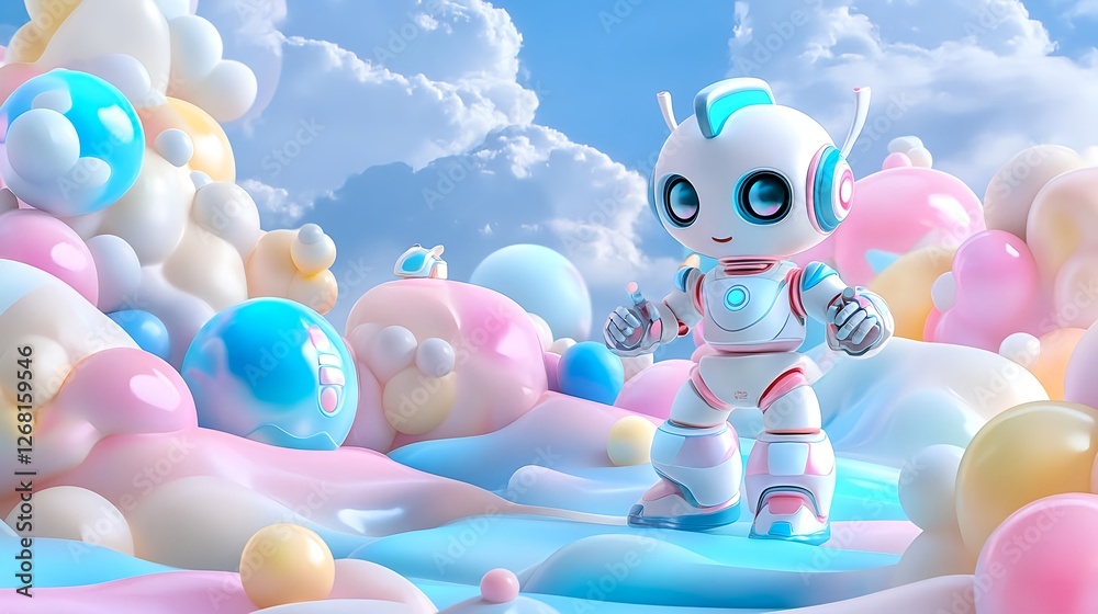 Cute Robot in Pastel Candyland - Pastel colors Cute Robot in Pastel Candyland - Pastel colors
