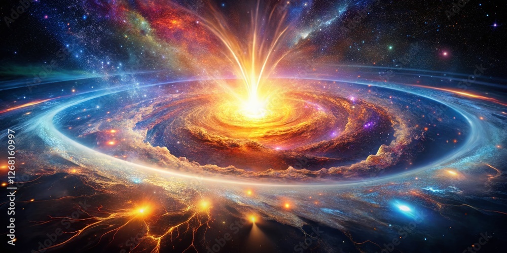 Obraz premium Cosmic Birth: An Aerial View of the Big Bang's Expanding Energy Waves