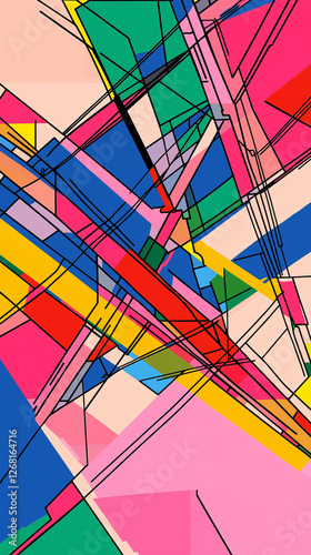Obraz na płótnie Vertical background of intersecting lines and shapes w salonie