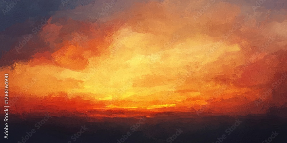 Obraz premium A textured watercolor blend with soft strokes of orange, yellow, and red, resembling a warm sunset sky, with slight imperfections for a natural, artistic touch.