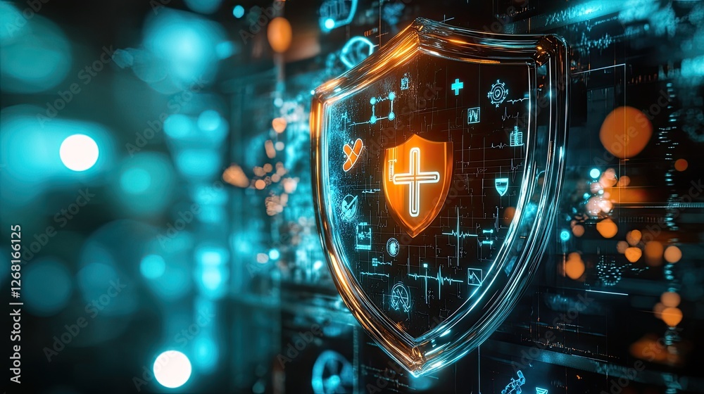 Glass Shield with a Cross and Medical Data Glass Shield with a Cross and Medical Data