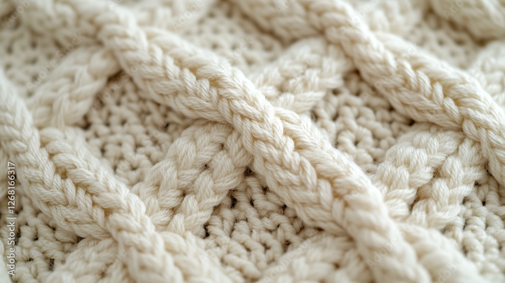 Crocheted knitting diamond pattern in a cream color, with a detailed texture of yarn and crochet stitches, Crocheted knitting diamond pattern in a cream color, with a detailed texture of yarn and crochet stitches,