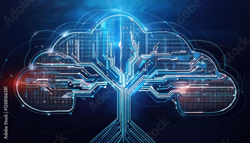 Abstract AI Decision Tree with Complex Algorithmic Flowchart