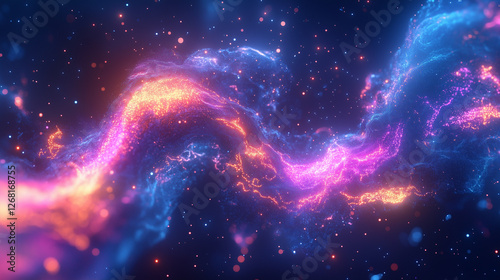 Glowing Neural Network Brain with Digital Circuits and Flowing Particles in Vibrant Blue and Purple