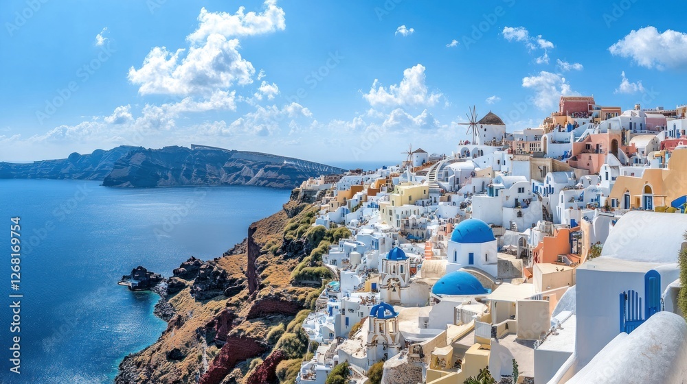 Obraz premium Oia Santorini Greece Village Seascape View