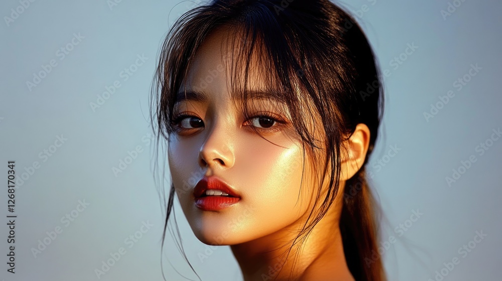 Portrait of young asian female with radiant skin in natural light Portrait of young asian female with radiant skin in natural light